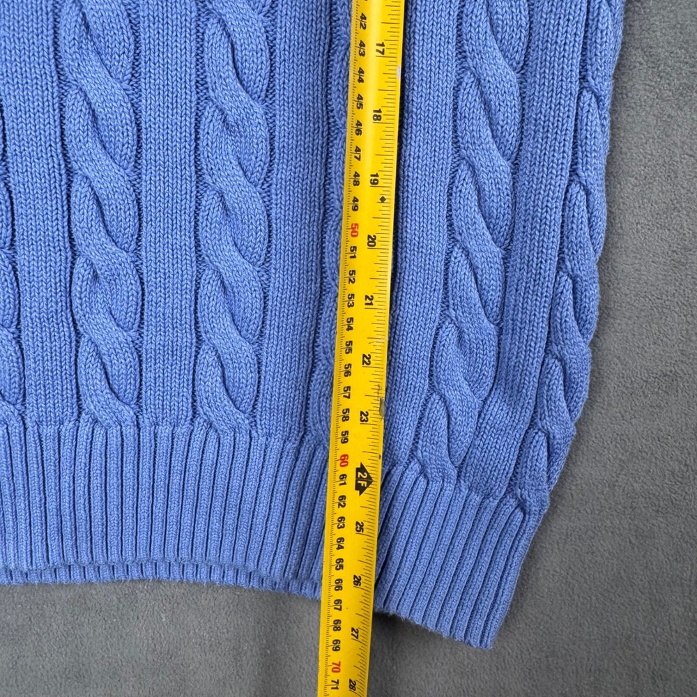 Polo Ralph Lauren Womens Cable Knit Crewneck Sweater Blue Embroidered Pony Large - Picture 4 of 8